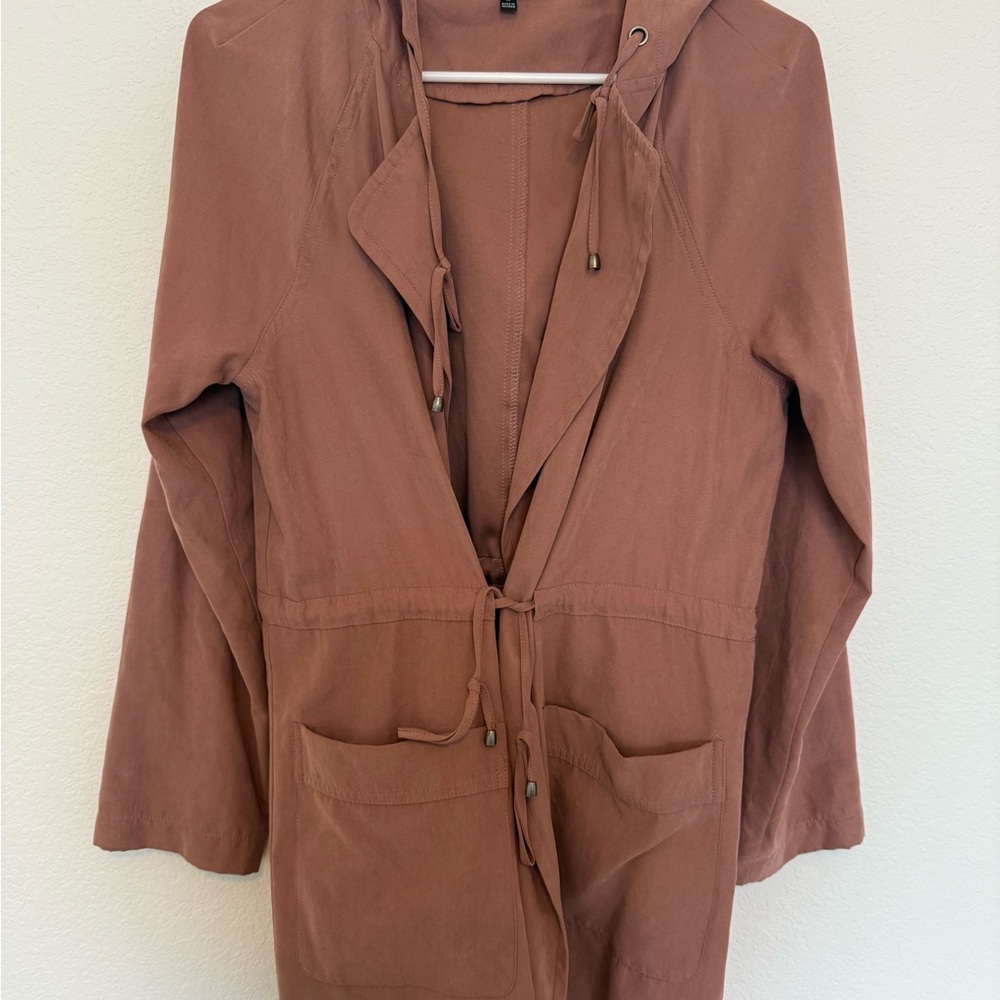 Staccato Brown Utility Jacket with Hood and Drawstring Waist